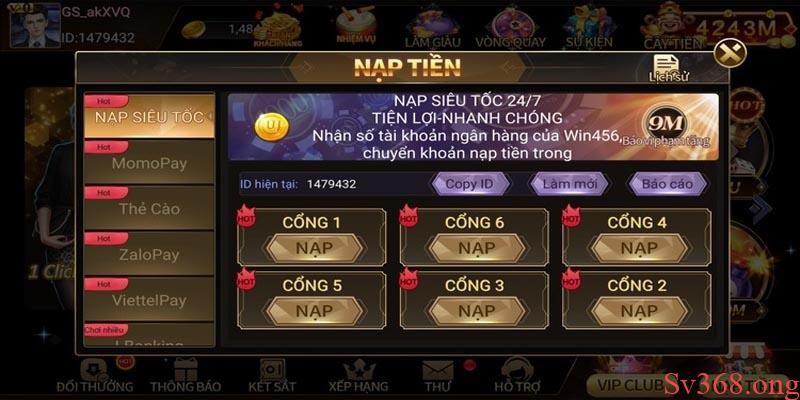 BocVip Win – Cổng Game Quốc Tế Uy Tín Chất Lượng Tại Sv368 3 Quá trình nạp – rút thần tốc là ưu điểm của BocVip Win